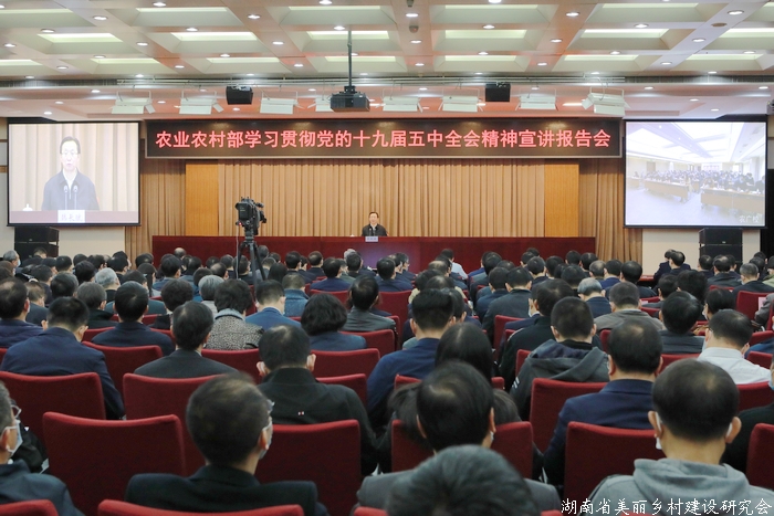 农业农村部召开党的十九届五中全会精神宣讲报告会强调 把思想和行动统一到全会精神上来 全面推进乡村振兴 加快农业农村现代化